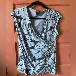 Ann Taylor cap sleeve faux wrap top